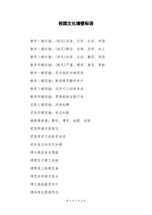 校园文化墙壁标语