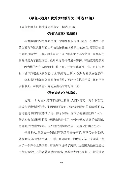 《导盲犬迪克》优秀读后感范文(精选13篇)