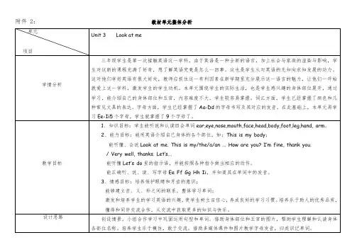 PEP版小学英语三年级上册U3单元教材分析