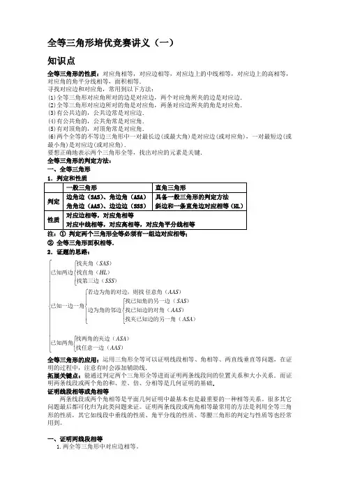 全等三角形培优竞赛讲义(一)