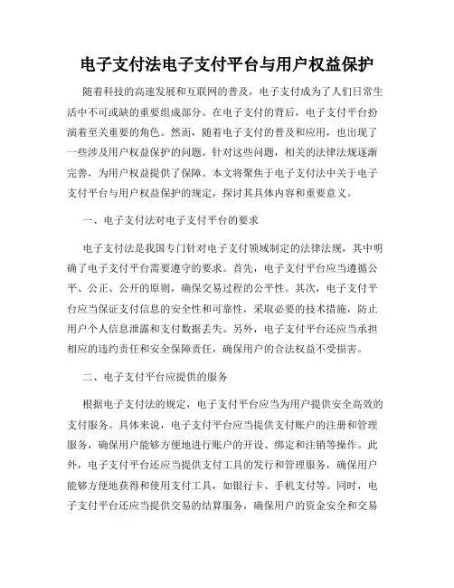 电子支付法电子支付平台与用户权益保护