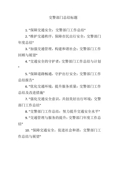 交警部门总结标题