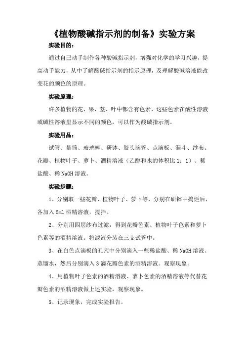 植物酸碱指示剂的制备实验方案