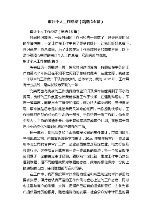 审计个人工作总结（精选16篇）