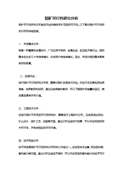 钼矿可行性研究分析