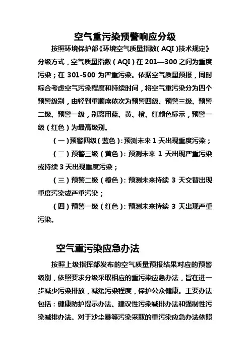 空气重污染预警响应分级