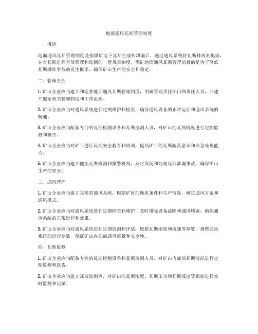 地面通风瓦斯管理制度