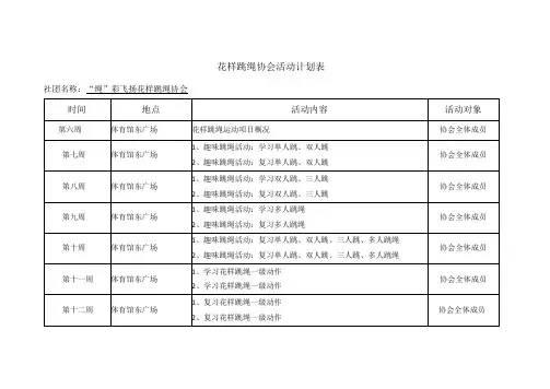 花样跳绳协会活动计划表