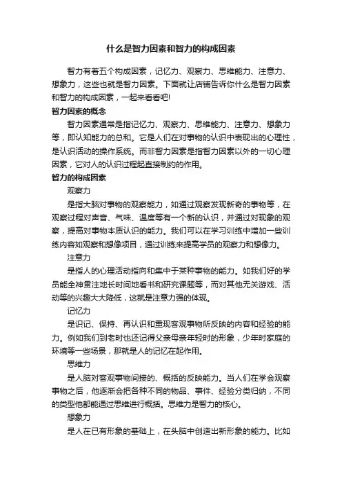 什么是智力因素和智力的构成因素