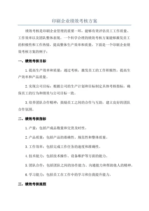 印刷企业绩效考核方案