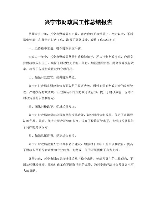 兴宁市财政局工作总结报告