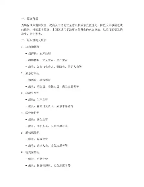 油库消防应急疏散演练预案