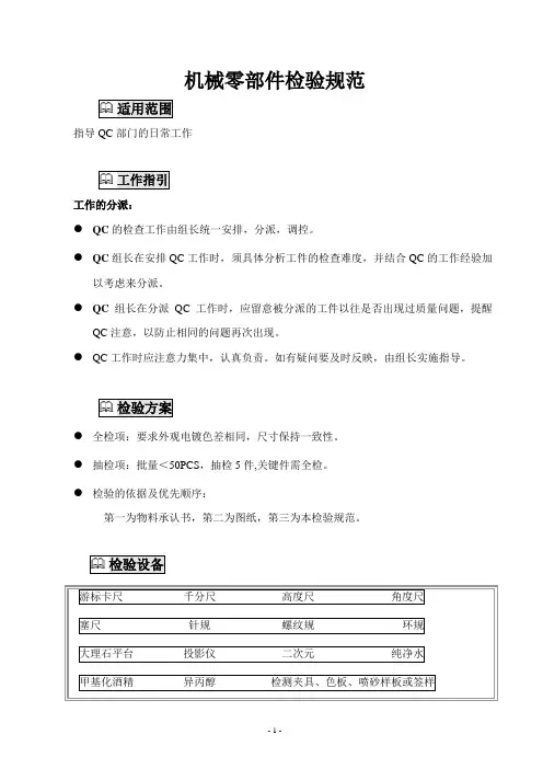 机械零部件检验规范模板