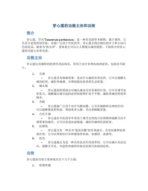 穿心莲的功能主治和功效