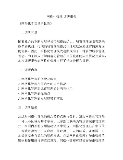 网格化管理 调研报告
