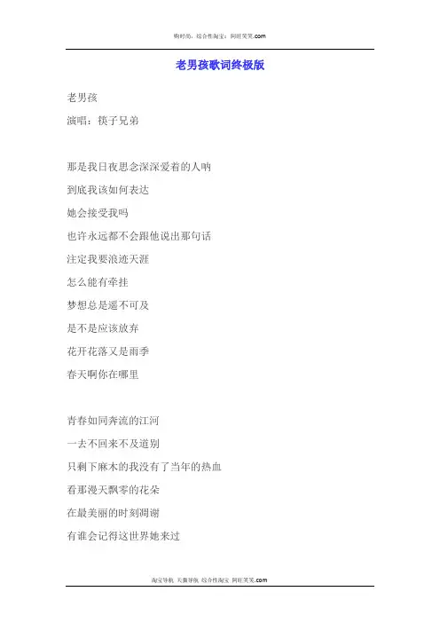 老男孩歌词终极版