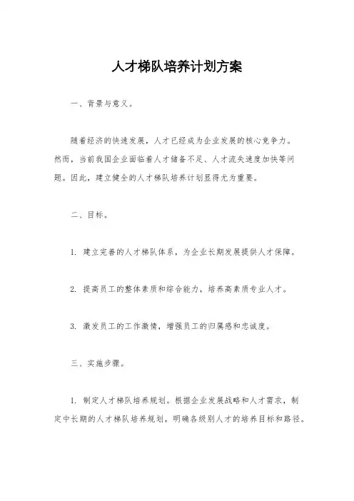 人才梯队培养计划方案