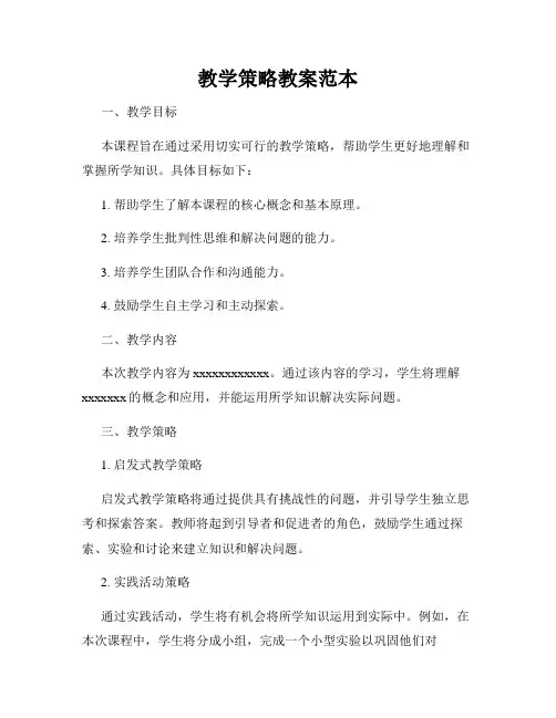 教学策略教案范本