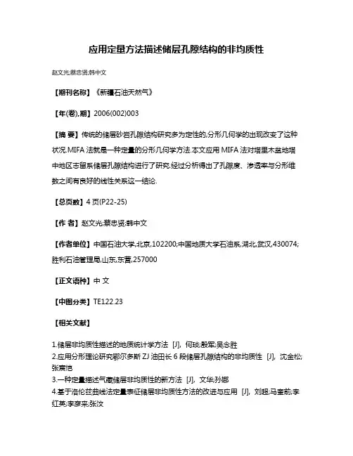应用定量方法描述储层孔隙结构的非均质性