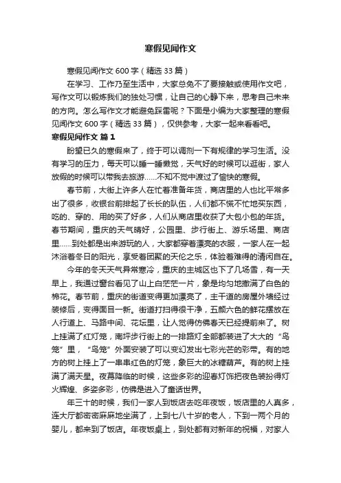 寒假见闻作文600字（精选33篇）