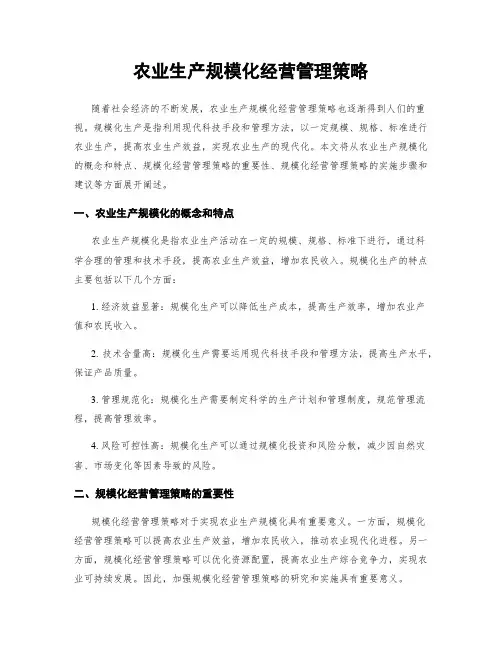 农业生产规模化经营管理策略