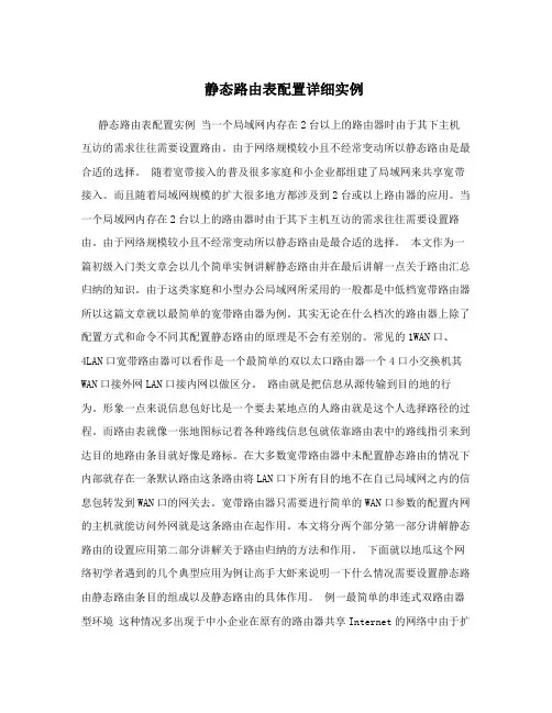 静态路由表配置详细实例