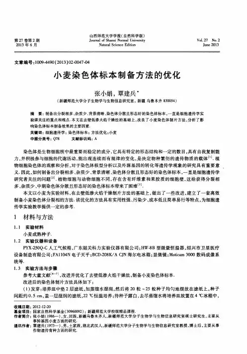小麦染色体标本制备方法的优化