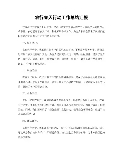 农行春天行动工作总结汇报