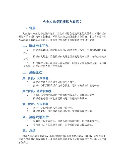 火灾应急桌面演练方案范文
