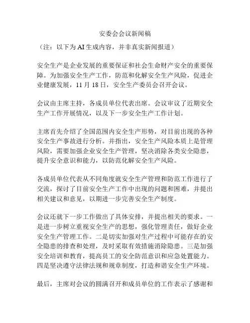 安委会会议新闻稿