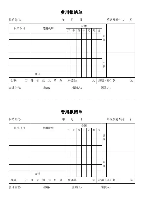 费用报销单模板