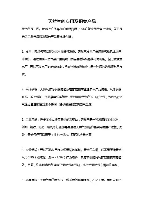 天然气的应用及相关产品