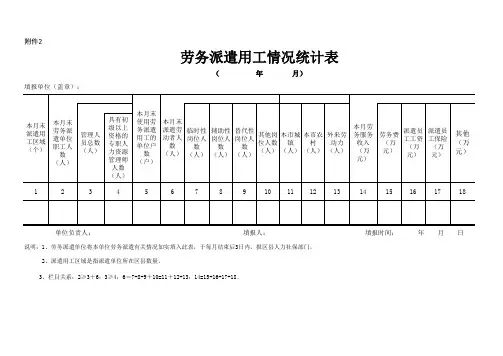 劳务派遣单位月报表