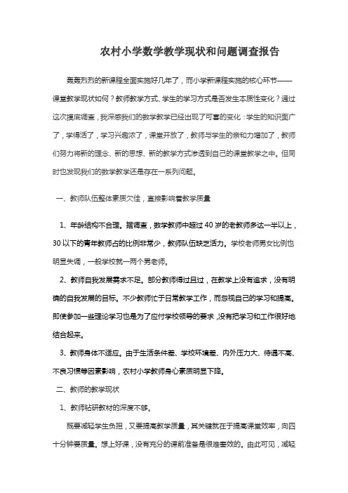 农村小学数学课堂教学现状调查