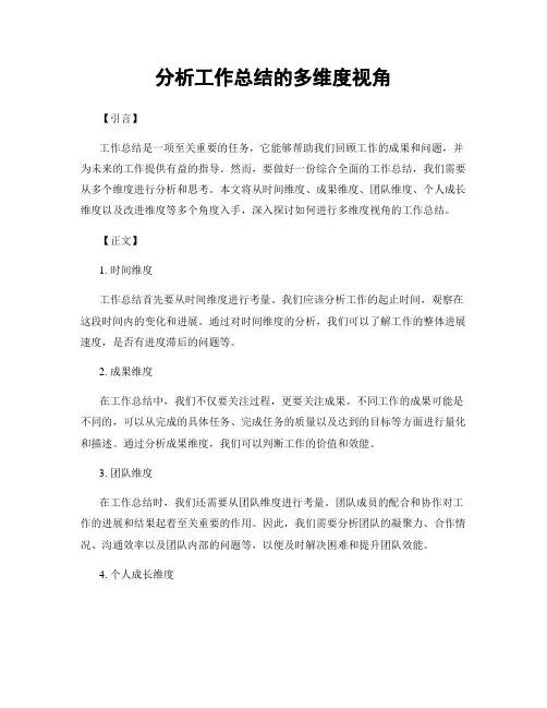 分析工作总结的多维度视角