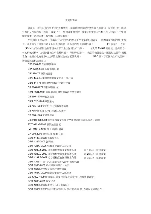 弹簧标准表