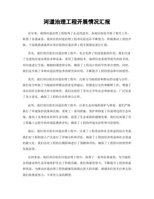 河道治理工程开展情况汇报