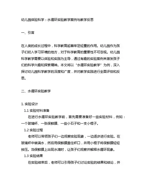 幼儿园体验科学：水循环实验教学案例与教学反思