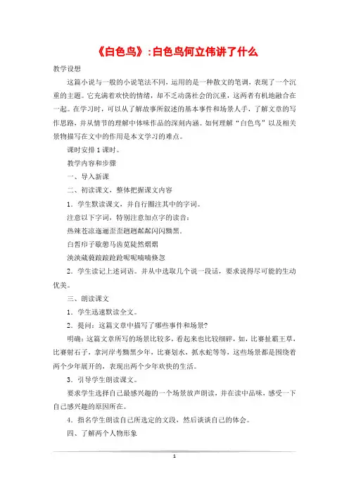 《白色鸟》-白色鸟何立伟讲了什么
