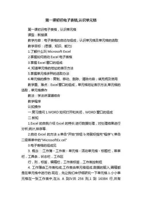 第一课初识电子表格,认识单元格