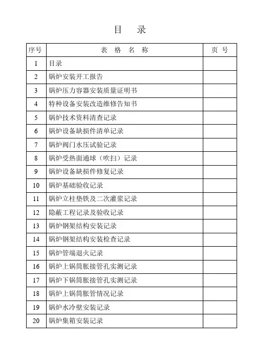 锅炉安装表格(全套)讲解