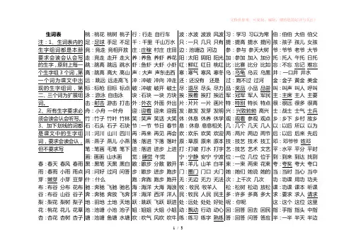 一年级生字表组词