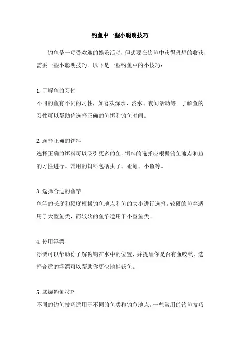 钓鱼中一些小聪明技巧
