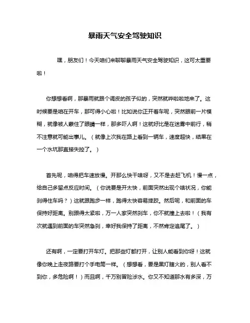 暴雨天气安全驾驶知识