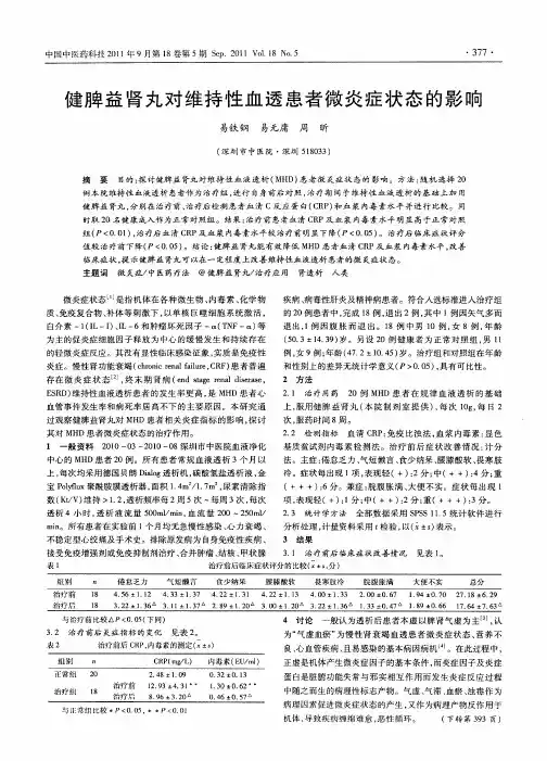 健脾益肾丸对维持性血透患者微炎症状态的影响