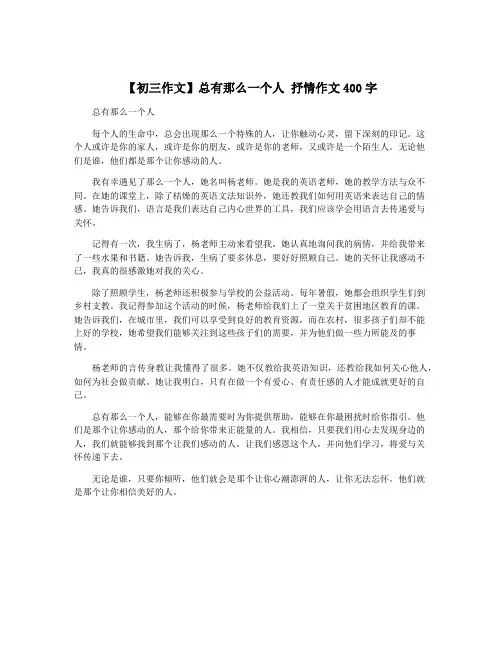 【初三作文】总有那么一个人 抒情作文400字