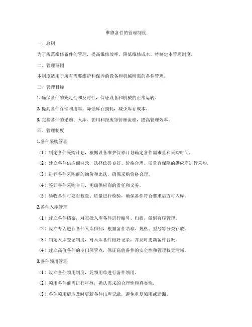 维修备件的管理制度