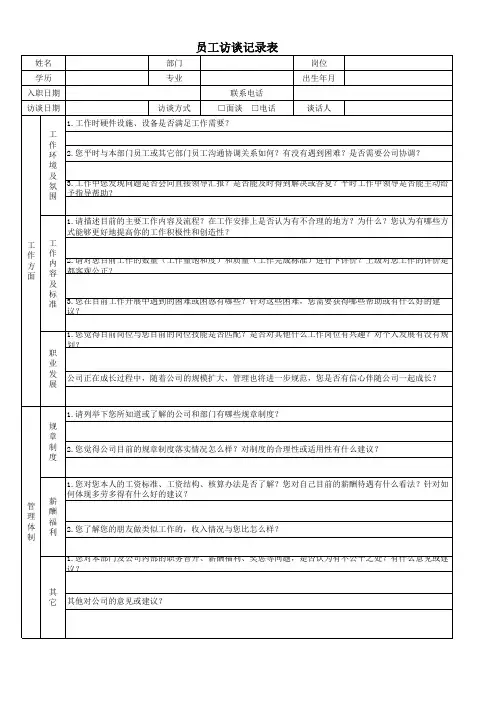 员工访谈记录表