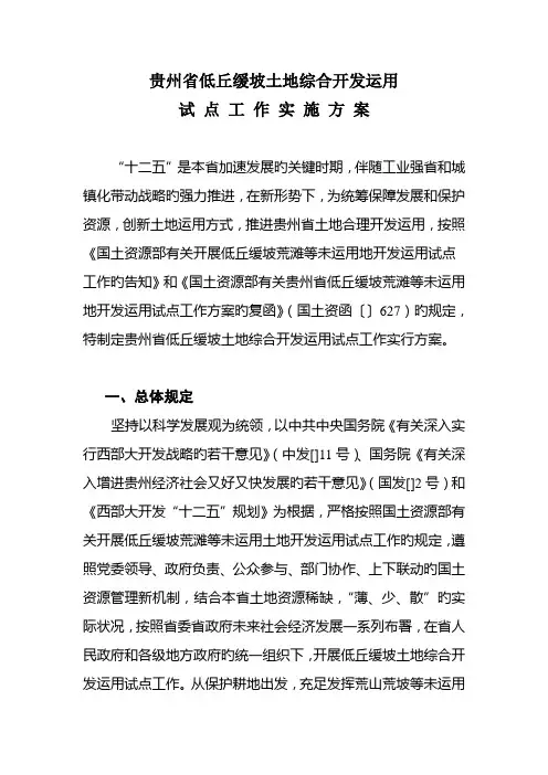 低丘缓坡试点工作实施方案