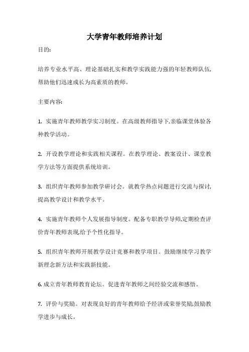 大学青年教师培养计划